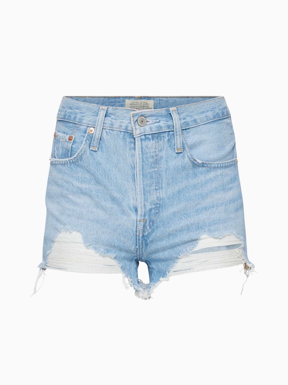 NWT Levi's Light Blue Frayed Denim Cutoff Shorts - Picture 3 of 4